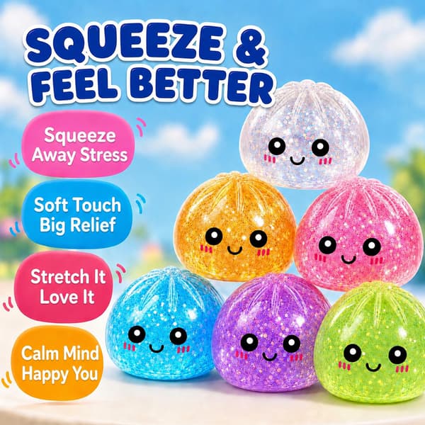 4 STK Squishy Legetøj i Bulk til Voksne, Tilfældige 4 Farver, Mini (5,6 cm) Stressbolde til Voksne, Squishy Klemme Aflastningsbolde i Bulk Fidget Legetøj, Jul Multicolor 09