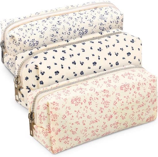 Pennfodralset - Pennfodral - 3-delat set - Blommig - Stor - Mjuk - Med dragkedja