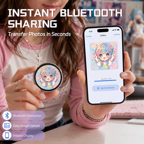 WSTER Bluetooth digital skjermmerke med appkontroll, sølv Silver