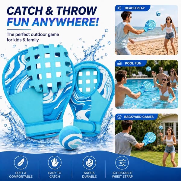 Vattenbasebollhandskset med studsboll för pool- och strandleksaker Sky Blue
