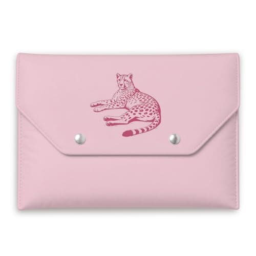 Trendy lyserød gepard leopard læder Mahjong korttaske holder pung Pink Leopard