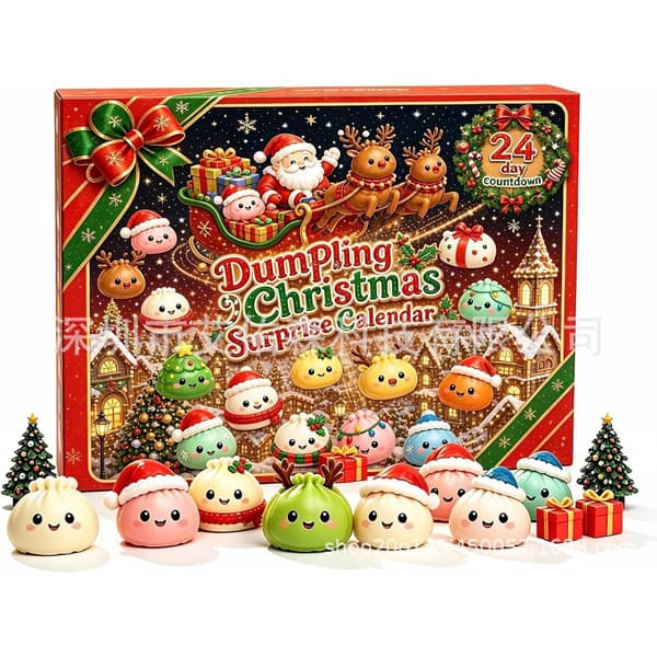 2026 Dumpling Squishies Legetøj Bløde og Bedårende Dampede Boller Klemmelegetøj Julekalender 24 Gitter Blind Boks e
