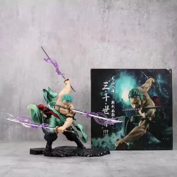 One Piece Roronoa Zoro Tre-sværdstil Figur Samlet Anime Model Skrivebordsornament Rooftop Zoro