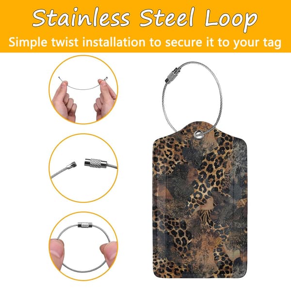 2-pak PU-læder bagagemærker til kufferter - Abstrakt leopardprint Abstract Leopard Print