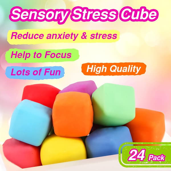 24-pak langsomt voksende stress-terninger, blødt og squishy fidget-legetøj, strækbart legetøj til angstlindring til børnefødselsdage og klasseværelset