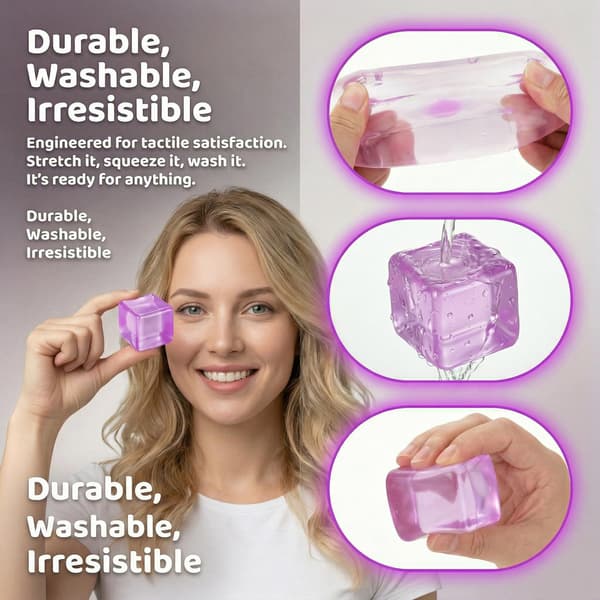 Stress Cube Squishy Legetøj mod Angst Sensorisk Fidget Legetøj til Voksne | Stresslindrende Gave Langsomt Stigende Squishy Terning (Lilla) Purple