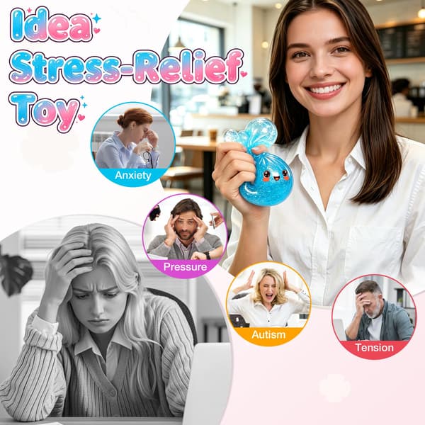 Klämleksak, Stressboll Mjuk Sensorisk Kläm för Ångest Stresslindring (Blå) Blue