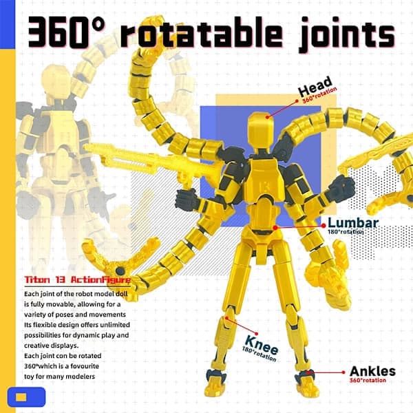 Ferdigmontert 18,3 cm T13 Actionfigur 3D-printet Multi-Ed A6 A6 A6