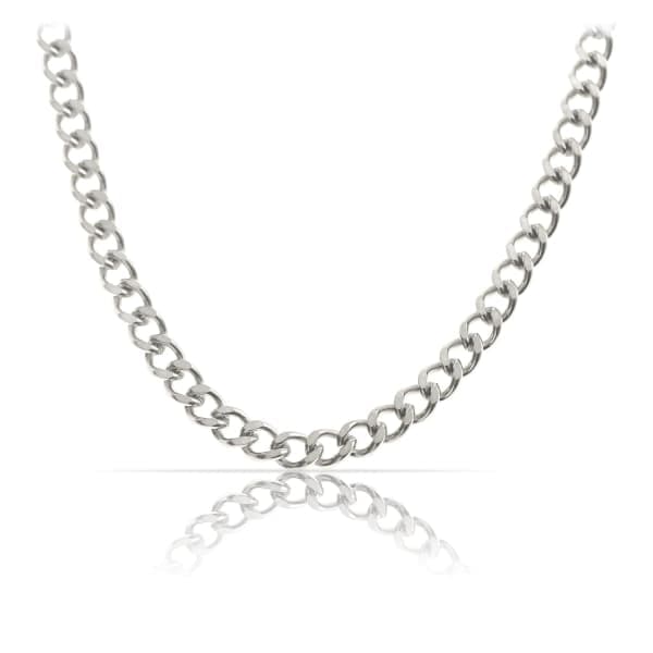 Högkvalitativ silverkedja i rostfritt stål • Robust silverhalsband • Solid kunglig kedja 60 cm - 10 mm • Cuban Link Länk Curb