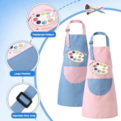2/3-pakning kunstnerforklær for maling, håndarbeid, matlaging, hagearbeid Pink, Blue 2