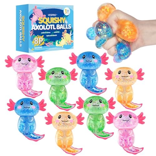 8-pak langsomt stigende stressbold, søde axolotl fidget-legetøj til børn og voksne