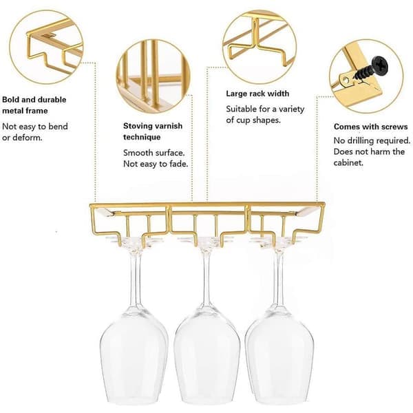 3-lags vinglasholder til underskab, vinglasholder, jern, vinglasorganisator, glasopbevaring
