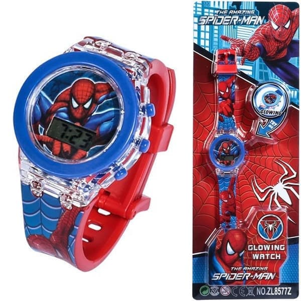 Spiderman Digitale Barneklokker for Jenter Gutter 7 Farger Lys Vanntette Klokker