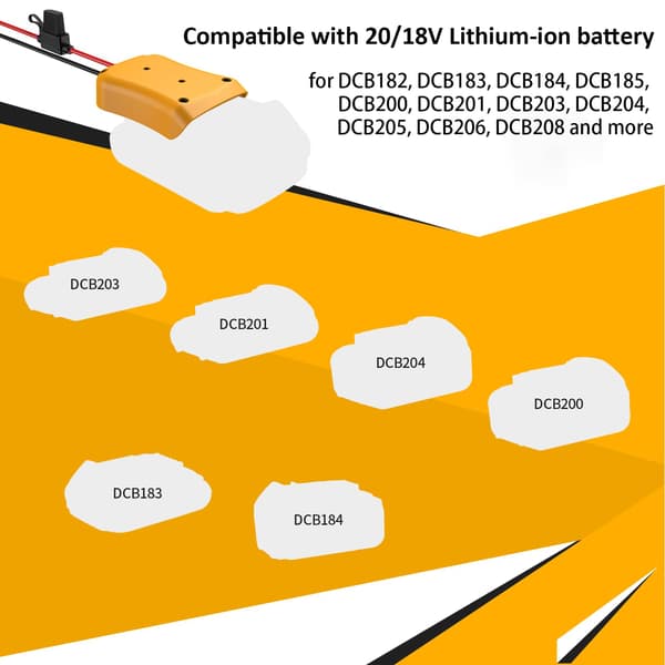 Kzreect 20V til 12V Step-Down Konverter Kompatibel med Dewalt 20V Batteri General 1 Pack