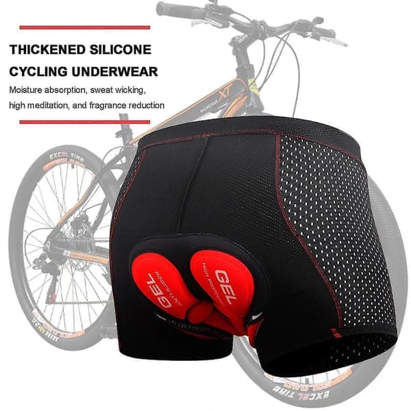Cykeltights til mænd med 5D Gelpolstring, MTB Cykelundertøj Rød Sort M Red  Black M