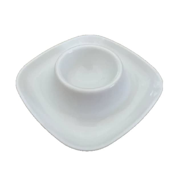 4 äggkoppar, vit äggbricka, frukostbricka, lämplig för hemköket, restaurang, bakning (vit) speciell present