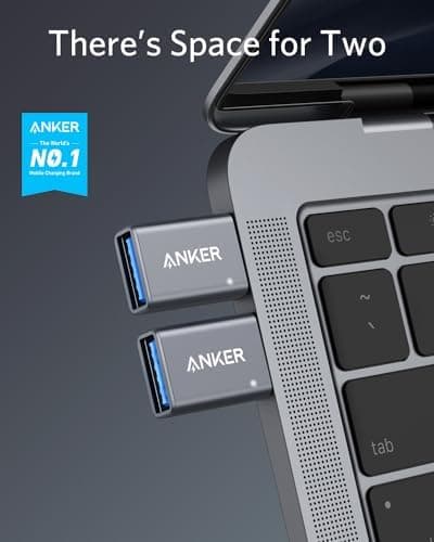 Anker USB C-adapter (2-pak), USB C til USB-adapter Højhastighedsdataoverførsel til MacBook Pro 2020, iPad Pro 2020, Samsung Notebook 9, Dell XPS