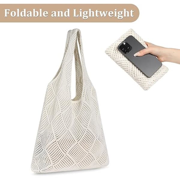 Hæklet mulepose, mesh strandtaske til kvinder strikket sommer hobo taske ferie boho mulepose.[32*36]