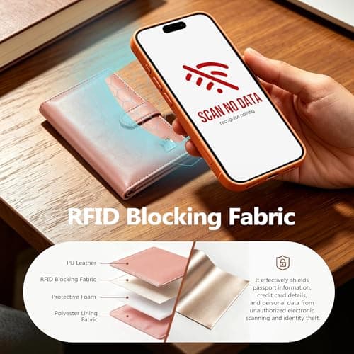 Veki Passholder for reise, RFID-blokkerende passomslag, rosa Pink