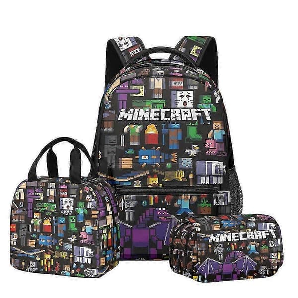 Minecraft 3D Ryggsekk Matboks Pennal Sett for Barn Studenter Skoleutstyr Flere Stiler 15 Backpack