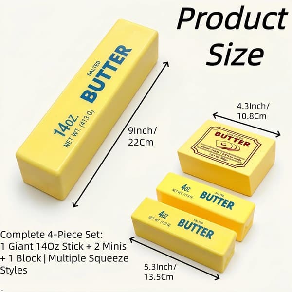 4-pack Jumbo Butter Squishy Set: 14oz Giant Slow Rising Sensory Fidget Toy 4 Pack Butter Set
