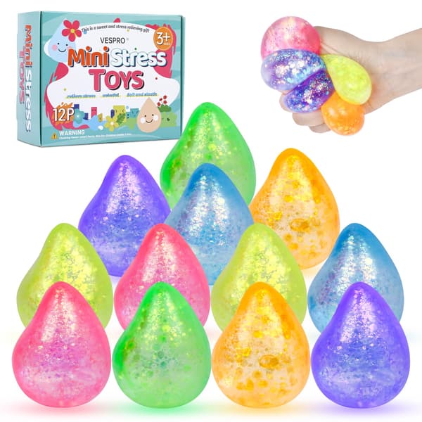 24-pack glittriga klämbollar, Taba klämleksaker för barn och vuxna 24pcs Glitter Stress Balls