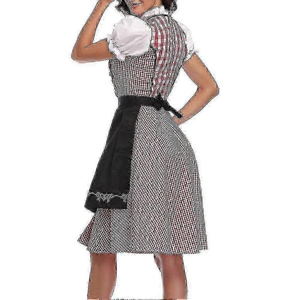 Tysk Oktoberfest Dame Dirndl Kjole med Forklæde Cosplay Kostume A