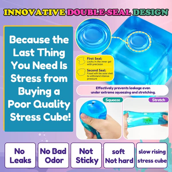 Squishy Stress Cube Fidget Legetøj Voksne - Glød i Mørket Blæksprutte Sensorisk Legetøj til Børn med Autisme Stressbolde til Børn Klemmelegetøj til Octopus2