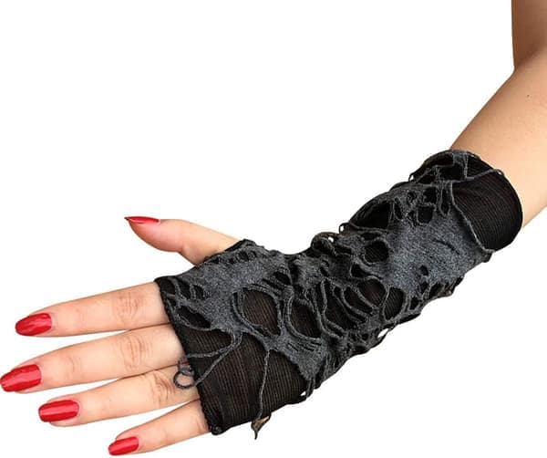 Dame Punk Fingerløse Handsker Cosplay Hul Handsker Maskerade 1 Par Sort