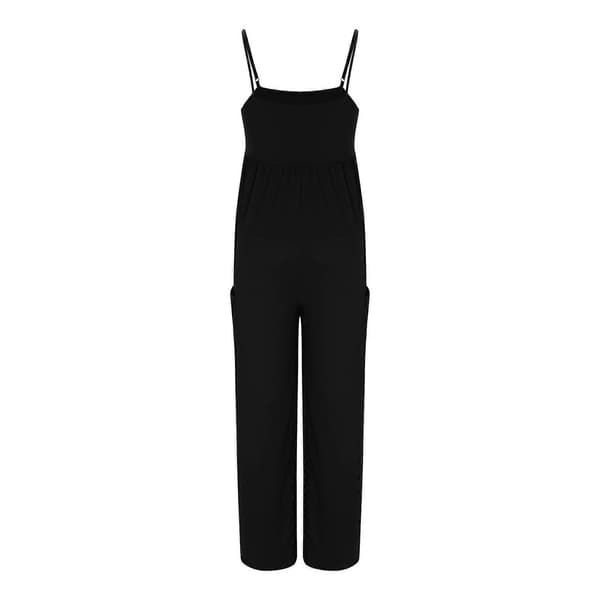 Jumpsuit för kvinnor med vida ben och tunna axelband, mörkgrå S Dark Grey S