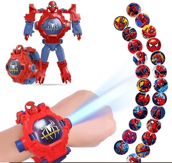 Spider-Man Transformer Børneur Elektronisk Ur, 24 Projektionsmønstre, Batman Batman