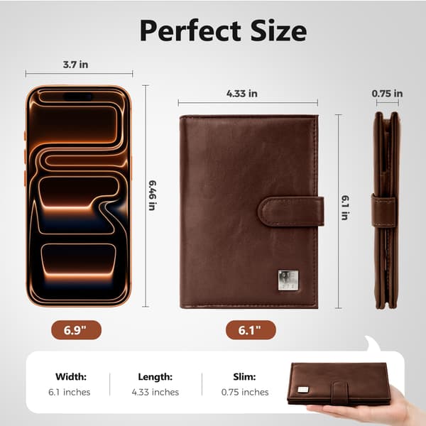 Veki Passfodral för Resor, RFID-blockerande Passfodral, Mörkbrun Dark brown