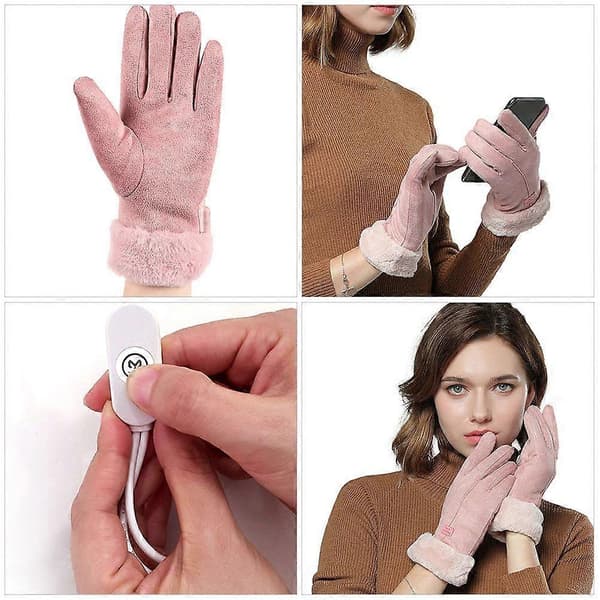 1 sett USB-oppvarmede hansker, termiske hansker for kvinner og menn
