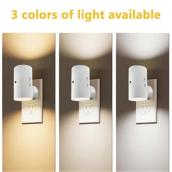 Natlamper til stikkontakt, dæmpbare LED-væglamper med lyssensor, 3 temperaturer, natlys til soveværelse, amerikansk stik White Us plug