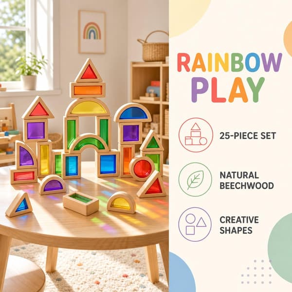 Stapelleksaker i trä 25-pc Acrylic Rainbow Blocks