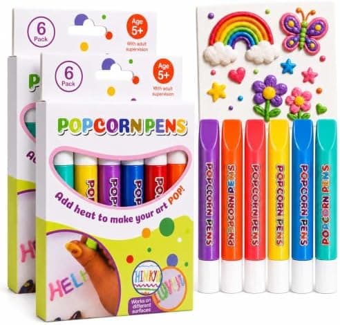Popcorn Puffy Pens, 3D Magic Drawing Pen 6-värinen kuplataidetussisetti (#D) #D