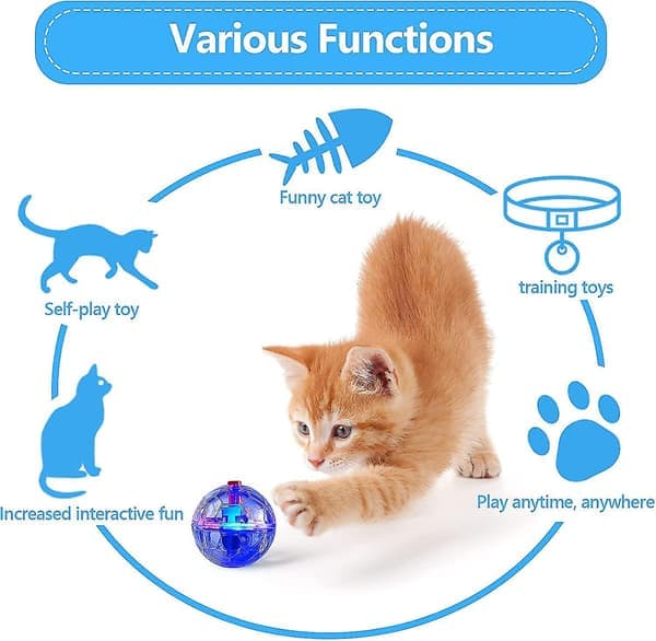 Ghost Hunt Cat Ball Light Led Motion Glowing Interactive Ball Pet Toys Running Exercise for Pet Activity