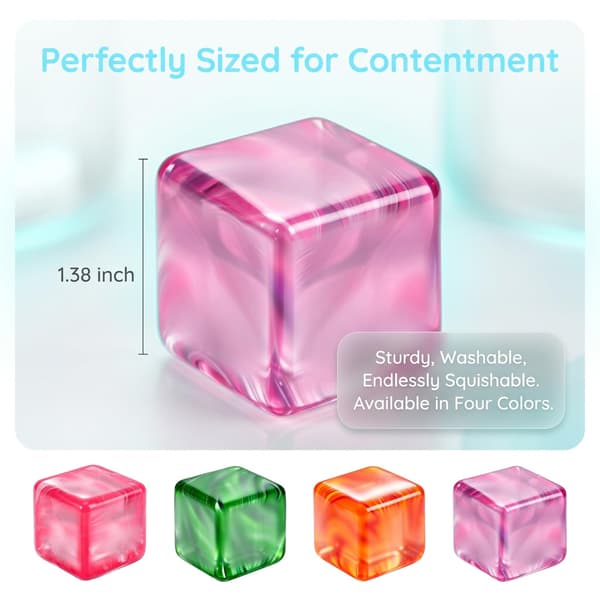 4 st Mini Stresskub Långsamt Stigande Squishy Fidget Leksaker Iskub Stressbollar