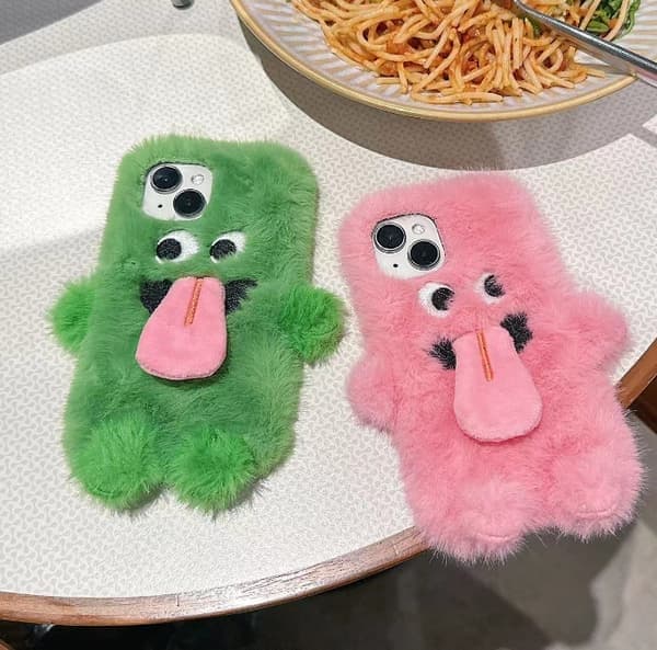 Läskigt monster silikonfodral med uttråkad tunga för iPhone 15, grön, iPhone15 green iPhone15