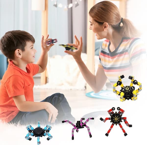 Transformerbare spinnere 4 stk for barn og voksne Stresslindrende sensoriske leker for gutter og jenter Fingertuppgyros for ADHD Autisme