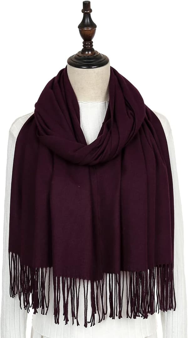 Tørklæder til kvinder Pashmina sjaler og wraps til bryllupssjaler til kvinder Vinter Mørk lilla Dark Purple