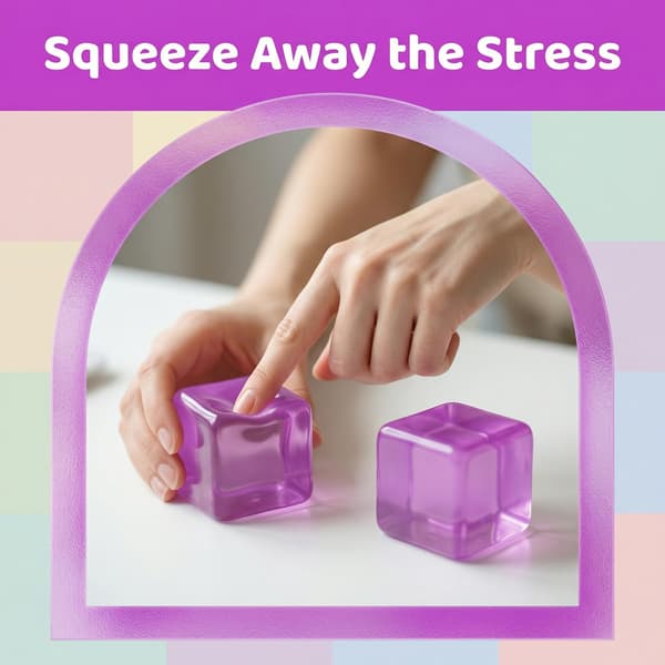 Stress Cube Squishy Legetøj mod Angst Sensorisk Fidget Legetøj til Voksne | Stresslindrende Gave Langsomt Stigende Squishy Terning (Lilla) Purple