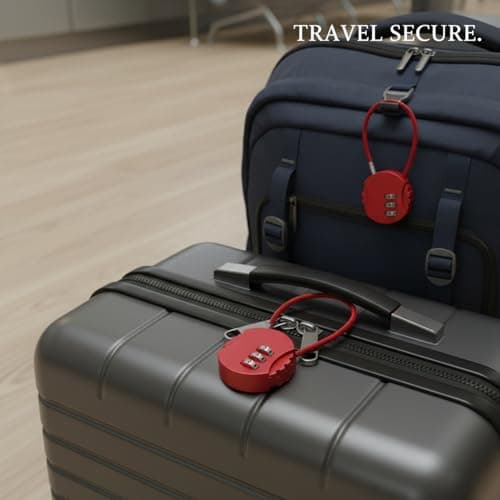 Kabelkombinationslås til bagage, zinklegeringshus med fleksibelt stålkabel, nulstillelig kode rejselås Red