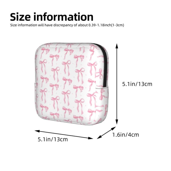 Pink sløjfe bånd sløjfer periode taske til kvinder, bærbar hygiejnebind periode pose til pung, små make up tasker Pink Bow