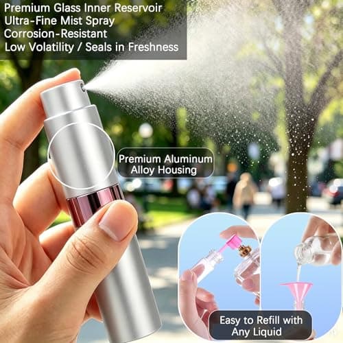 4-pack 8 ml påfyllningsbar parfymatomizer, glasinsida, aluminiumskal Sliver
