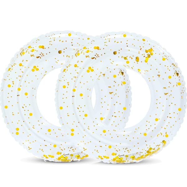 Stora uppblåsbara poolflottar 35 tums poolflottar rör - Poolrör Simringar Uppblåsbara poolringar Flottar för vuxna, poolflottar för tema Gold Glitters