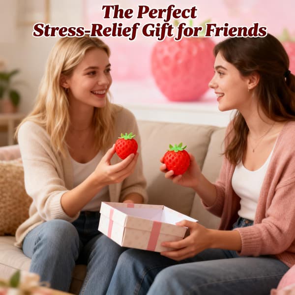 Jordgubbs-Squishy, 2-pack Stresslindrande Fidget Sensorisk Fruktklämleksak 2 Pcs Strawberries