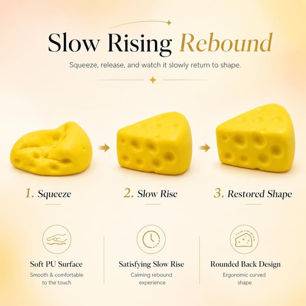 Trekant Ost Squishy Langsomt Stigende Blødt Klemme Fidget Legetøj Cheese