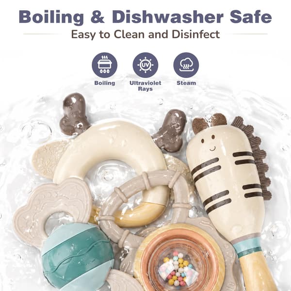 Joyreal Baby skallror och bitringar set, babyleksaker 0-6 månader, 10-pack