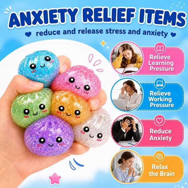 6 STK Squishy Legetøj i Bulk til Voksne, Tilfældige 6 Farver, Mini (5,6 cm) Stressbolde til Voksne, Squishy Klemme Aflastningsbolde i Bulk Fidget Legetøj, Jul Multicolor 08